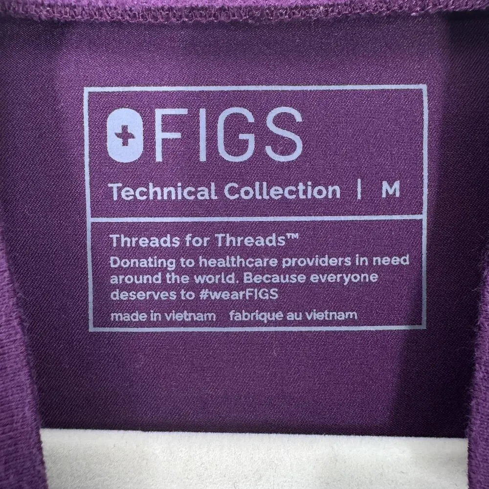 FIGS Scrub Top Womens Medium Purple V-Neck Short Sleeve Pockets Nursing‎ Medical - Picture 11 of 11